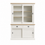 123kast  Buffetkast Brooklyn 02 - 140x50x220H cm - met eiken boven en tussen blad - 2 soft close lades - 2 vitrine schuifdeuren - 2 dichte schuifdeuren