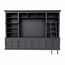 123kast  Boekenkast French Library - 400x46/55x240H cm - demontabel - met stang en ladder - verstelbare planken - bovenkast onderdieper dan onderkast - landelijke stijl - met tv vak / cinewall