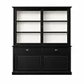 123kast  Buffetkast Miami Beach - 188x53x218H cm - 2 vitrine schuifdeuren - 2 soft close lades - 2 dichte schuifdeuren - glazen zijkanten