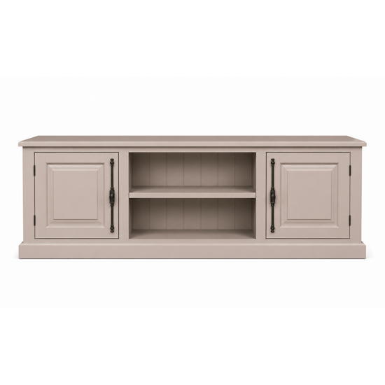 123kast  Tv dressoir Puglia - 160x46x60H cm - met spanjolet sluiting - 2 dichte deuren - open vak in het midden - met gat voor kabels