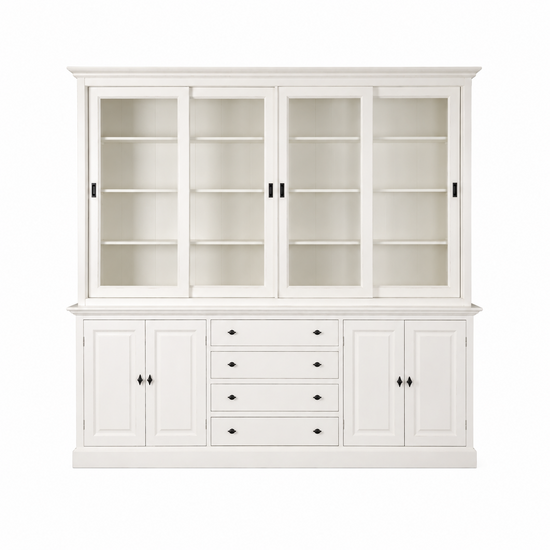 123kast  Buffetkast Gare du Nord - 240x45x220H cm - 4 vitrine schuifdeuren - 4 dichte scharnierdeuren - 4 soft close lades