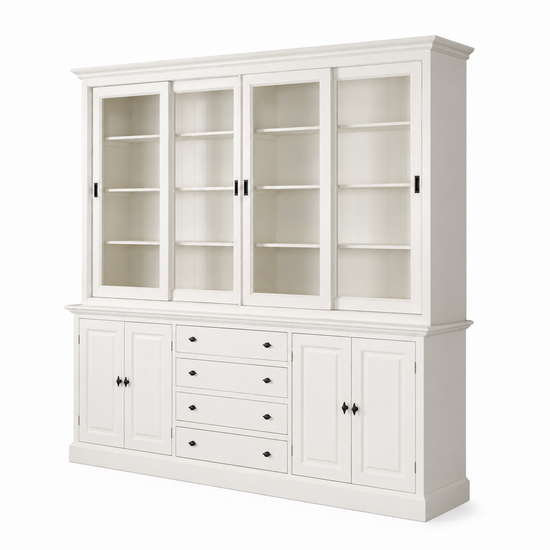 123kast  Buffetkast Gare du Nord - 240x45x220H cm - 4 vitrine schuifdeuren - 4 dichte scharnierdeuren - 4 soft close lades