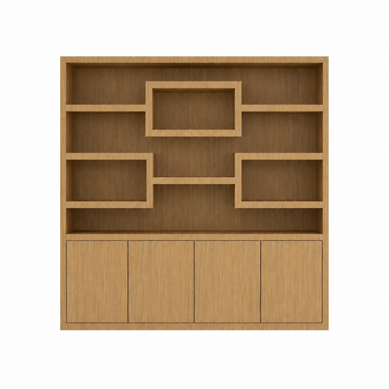 123kast  Vakkenkast Oregon - 200x50x200H cm - eiken uitvoering - 5cm plank dikte - push to open deuren - strakke afwerking