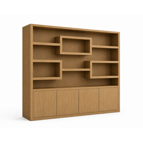 123kast  Vakkenkast Oregon - 200x50x200H cm - eiken uitvoering - 5cm plank dikte - push to open deuren - strakke afwerking