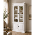 123kast  Vitrinekast Breda - 120x40x200H cm - 2 vitrine scharnierdeuren - 2 dichte scharnierdeuren