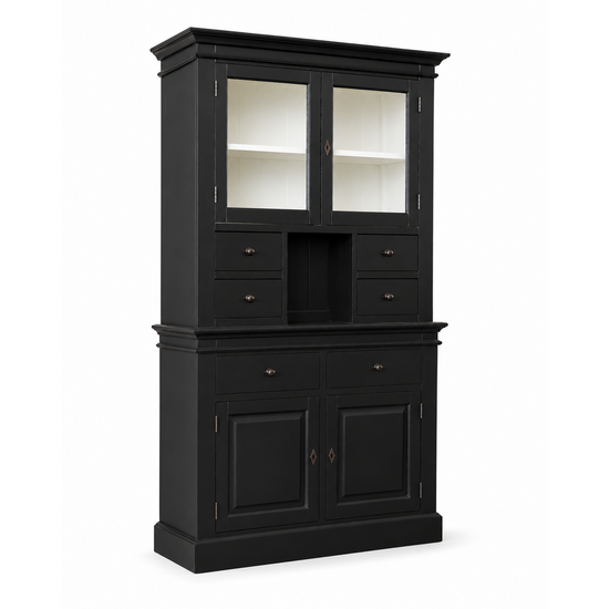 123kast  Buffetkast Cucina - 120x45x200H cm - 2 vitrinedeuren - 6 lades - met open vak - 2 scharnierdeuren