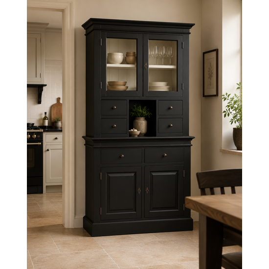 123kast  Buffetkast Cucina - 120x45x200H cm - 2 vitrinedeuren - 6 lades - met open vak - 2 scharnierdeuren