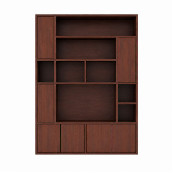 123kast  Tv vakkenkast Marrakesh - 180x40x256H cm - push to open deuren - eiken uitvoering - strakke afwerking - open vakken