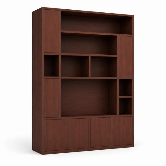 123kast  Tv vakkenkast Marrakesh - 180x40x256H cm - push to open deuren - eiken uitvoering - strakke afwerking - open vakken