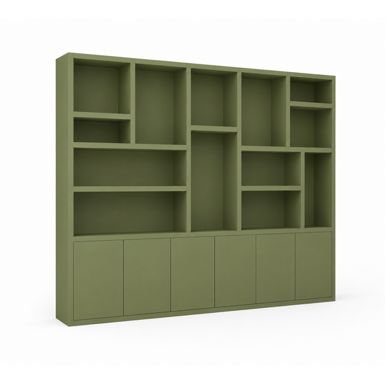 123kast  Vakkenkast Sapporro - 350x40x240H cm - 5cm plank dikte - 6 push to open deuren