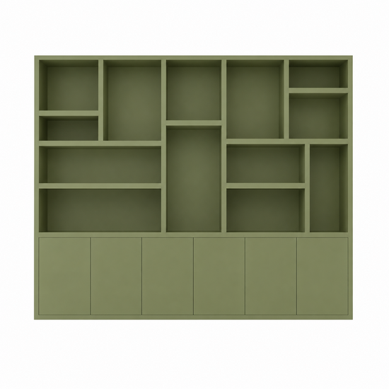 123kast  Vakkenkast Sapporro - 350x40x240H cm - 5cm plank dikte - 6 push to open deuren