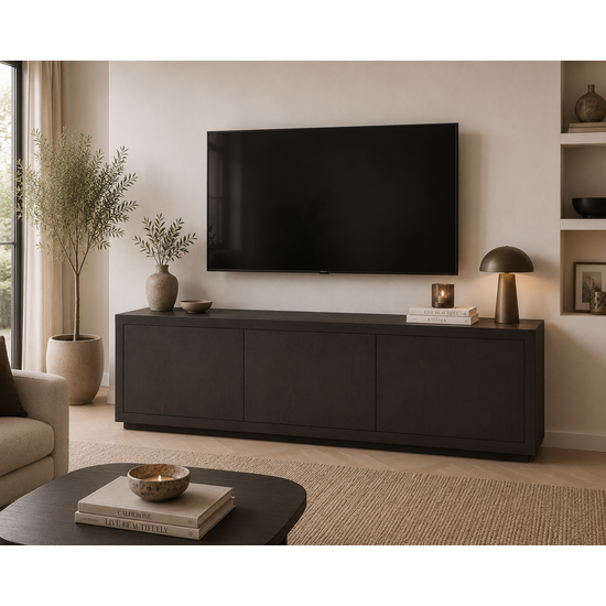 123kast  Tv dressoir Ibiza 07 - 180x45x60H cm - 3 push to open deuren - strak design - greeploze deuren