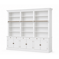 123kast  Private library - boekenkast - 300x43x240H cm - met stang en ladder - verstelbare planken - 15 planken - 6 lades - 6 dichte scharnierdeuren