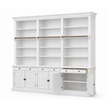 123kast  Private library - boekenkast - 300x43x240H cm - met stang en ladder - verstelbare planken - 15 planken - 6 lades - 6 dichte scharnierdeuren