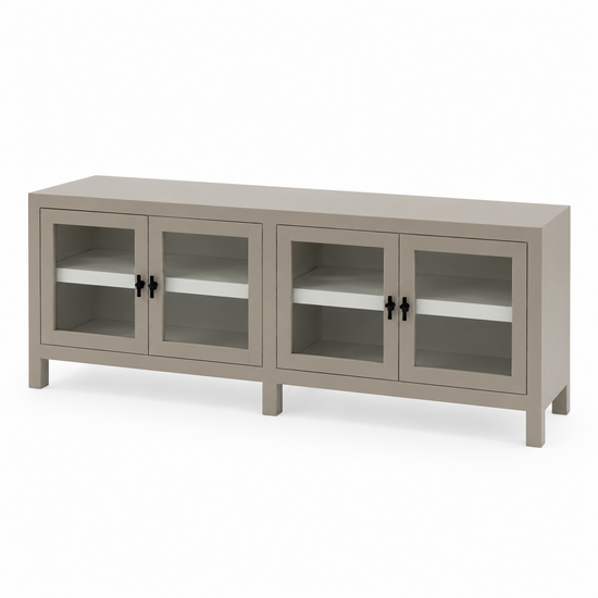 123kast Showmodel Belo aangepast 190x45x70H cm - binnenkant LEEM buitenkant RAL 9001 - zijwanden van hout - T knop greepjes