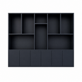 123kast  Vakkenkast Baltimore - 330x40x240H cm - strak design - 6 greeploze push to open deuren - open vakken - 5cm plank dikte