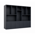 123kast  Vakkenkast Baltimore - 330x40x240H cm - strak design - 6 greeploze push to open deuren - open vakken - 5cm plank dikte