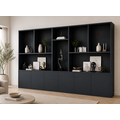123kast  Vakkenkast Baltimore - 330x40x240H cm - strak design - 6 greeploze push to open deuren - open vakken - 5cm plank dikte