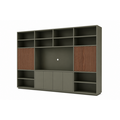 123kast  TV-vakkenkast Winterberg 04 - 400x40x250H cm - cinewall - tv vak - met schuifdeuren - open vakken - push to open deuren - strak design