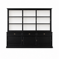 123kast   Buffetkast Miami Beach - 260x53x218H cm - 3 vitrine schuifdeuren - 3 lades - 3 dichte schuifdeuren - glazen zijkanten