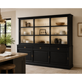 123kast   Buffetkast Miami Beach - 260x53x218H cm - 3 vitrine schuifdeuren - 3 lades - 3 dichte schuifdeuren - glazen zijkanten