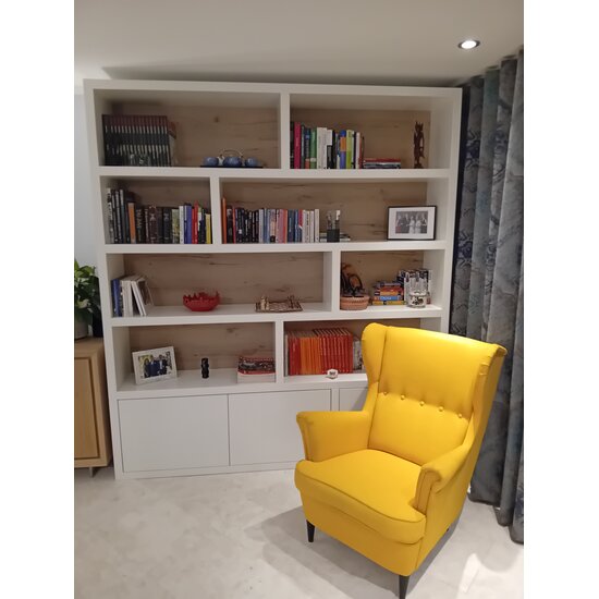 123kast  Vakkenkast Londen 01 - 200x40x240H cm - 3 dichte deuren - open vakken - strak design