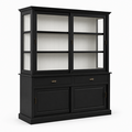 123kast Showmodel buffetkast Miami Beach - 200x53x218H cm - 2 vitrine schuifdeuren - 2 lades - 2 dichte schuifdeuren - glazen zijkanten - RAL 7021
