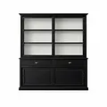 123kast Showmodel buffetkast Miami Beach - 200x53x218H cm - 2 vitrine schuifdeuren - 2 lades - 2 dichte schuifdeuren - glazen zijkanten - RAL 7021