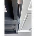123kast Showmodel buffetkast Miami Beach - 200x53x218H cm - 2 vitrine schuifdeuren - 2 lades - 2 dichte schuifdeuren - glazen zijkanten - RAL 7021