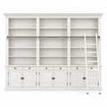 123kast  Boekenkast Private Library - demontabel - 300x43x240H cm - met stang en ladder - verstelbare planken - 15 planken - 6 lades - 6 dichte scharnierdeuren