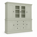 123kast  Buffetkast Foggia 05- 225x48x225H cm - 2 dichte deuren in de bovenkast - 2 vitrine deuren - 4 dichte deuren in onderkast - 6 soft close lades - landelijke/klassieke sierlijst