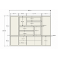 123kast Vakkenkast Yoko - 300x40x220H cm - 5cm frame dikte - 6 push-to-open lades - 4 push to-open deuren