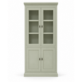 123kast  Vitrinekast Foggia 02 - 107x48x225H cm - 2 vitrinedeuren - 2 dichte deuren - landelijke/klassieke sierlijst