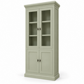 123kast  Vitrinekast Foggia 02 - 107x48x225H cm - 2 vitrinedeuren - 2 dichte deuren - landelijke/klassieke sierlijst