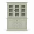 123kast  Buffetkast Foggia 03 - 160x48x225H cm - 3 vitrinedeuren - 3 soft close lades - 2 dichte deuren - landelijke/klassieke sierlijst