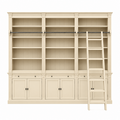 123kast Voorraad boekenkast Melena Del Sur - 300x43x240H cm - NCS S 0505-Y20R- met stang en ladder - 15 planken - 3 uitschuif planken - 6 dichte scharnierdeuren - verstelbare planken