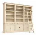 123kast Voorraad boekenkast Melena Del Sur - 300x43x240H cm - NCS S 0505-Y20R- met stang en ladder - 15 planken - 3 uitschuif planken - 6 dichte scharnierdeuren - verstelbare planken