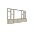 123kast Zwevende cinewall Como - 330x45/25x185H cm - plank dikte 5cm - 5 push to open deuren - zonder achterwand - strakke afwerking