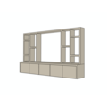 123kast Zwevende cinewall Como - 330x45/25x185H cm - plank dikte 5cm - 5 push to open deuren - zonder achterwand - strakke afwerking