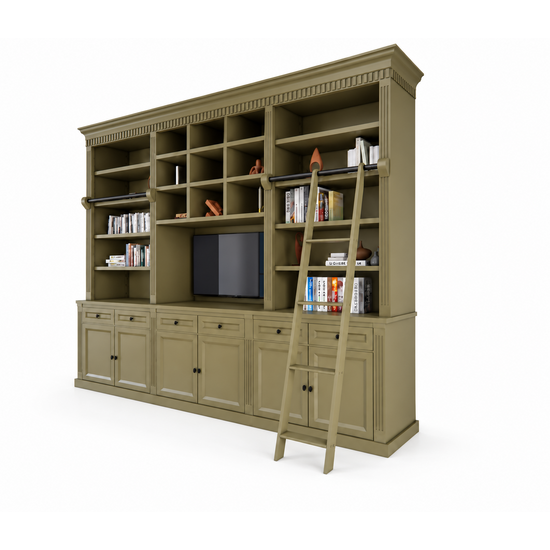 123kast  Cinewall The crown library - 290x46/55x240H cm - tv vak - landelijke stijl
