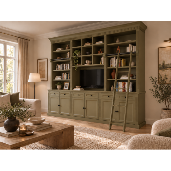 123kast  Cinewall The crown library - 290x46/55x240H cm - tv vak - landelijke stijl