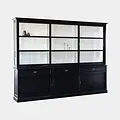 123kast Showmodel buffetkast Miami Beach - 220x53x218H cm - 2 vitrine schuifdeuren - 2 lades - 2 dichte schuifdeuren - glazen zijkanten - RAL 7021
