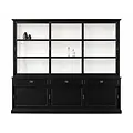 123kast Showmodel buffetkast Miami Beach - 220x53x218H cm - 2 vitrine schuifdeuren - 2 lades - 2 dichte schuifdeuren - glazen zijkanten - RAL 7021