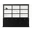 123kast Showmodel buffetkast Miami Beach - 220x53x218H cm - 2 vitrine schuifdeuren - 2 lades - 2 dichte schuifdeuren - glazen zijkanten - RAL 7021