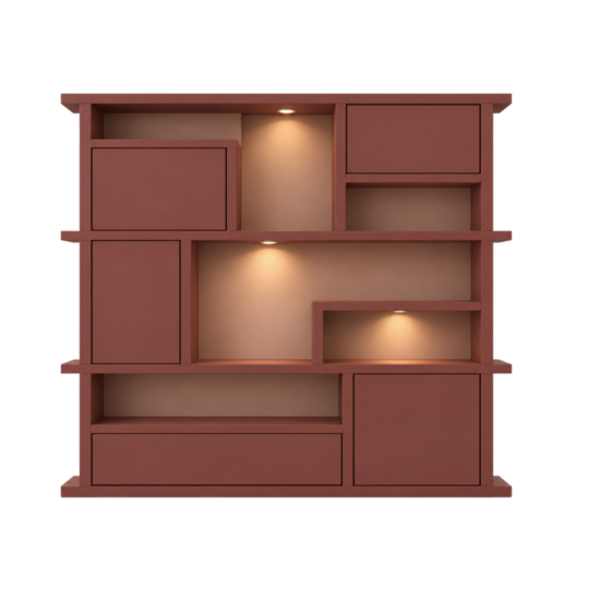 123kast vakkenkast Evora 02 MET ACHTERWAND - 200x40x240H cm - strakke afwerking - push to open deuren - 5cm plank dikte - afgewerkt in NCS S 5030-Y80R