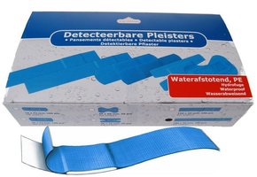 Lange vingerpleister plastic blauw 100 stuks