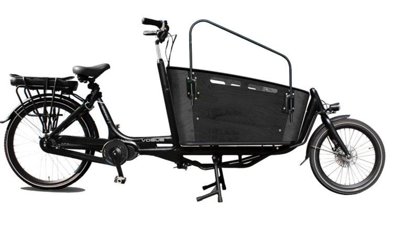 Vogue Elektrische bakfiets twee wielen Carry zwart/bruin 481 Watt -  Fietsenvoordeelwinkel B.V.