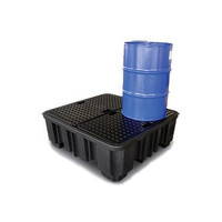 Tina de retenção de plástico com grade, 485 l, 1380x1290x480mm