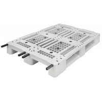 Palete de plástico, 3 patins, topo perfurado, 1200x800x150mm
