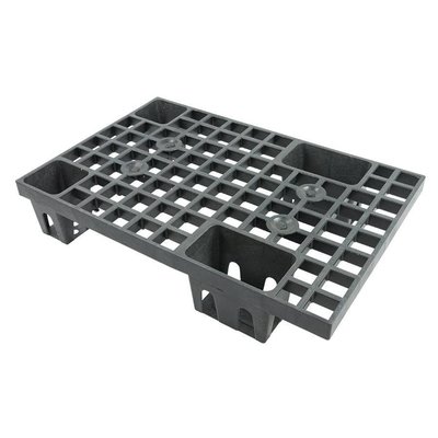 Palete de plástico de exposição, 4 tacos, topo perfurado, encaixável, 600x400x120mm